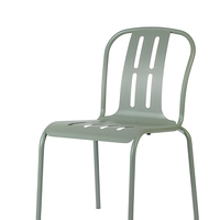 Chaise d'extérieur empilable en aluminium vert clair, chaise de jardin en métal avec revêtement poudré pour terrasse