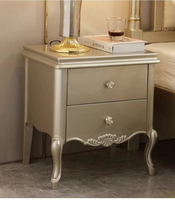 Mesita de Noche Moderna y Sencilla en Color Champán con Cajones para Dormitorio o Sala de Estar, Estilo Americano de Lujo Ligero