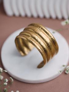 Pulsera Redonda Ajustable de Latón Pulido con Acabado Realista (Antideslustre) para Mujer, Estilo Vintage, Ideal para Fiestas - Product Image 3