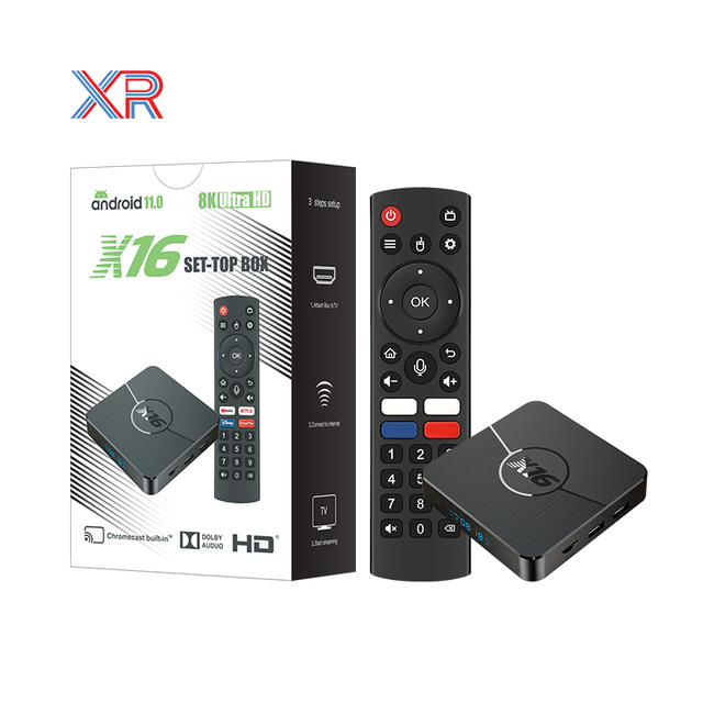 Factory Wholesale Smart Network Media Player X16 OTT Set Top Box S905W2 Quad Core 8K UHD 4GB 32GB ATV OS Android Digital TV Box