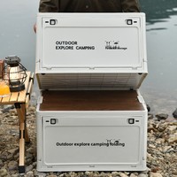 Boîte de rangement pliable d'extérieur OEM en plastique PP à 3 couches, 50L-60L, avec couvercle amovible, pour aliments, voiture, cuisine, maison