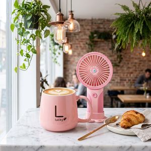 Wholesale Custom Logo Ceramic Mug USB Handheld Fan <b>Gift</b> Set Promotional <b>Gifts</b> for Business Giveaways Wedding Mother's Day - Product Image 5