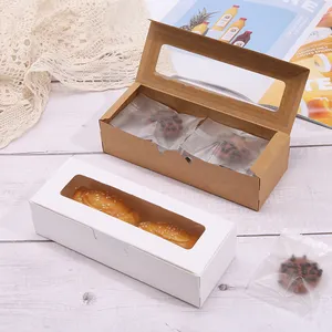 Упаковка из крафт-бумаги на заказ, бумажная коробка с окном из ПВХ для упаковки еды и тортов