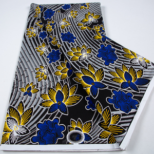 Nouveau Grand Wax 6 Yards Tissu Wax Doré Super Grand avec Motif Pailleté et Gaufré 100% Coton Hollandais Batik Tissus Africains Imprimés Wax - Product Image 6