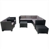 Juego de Muebles de Jardín Contemporáneos de Plástico Reciclado Ecológico de 7 Plazas para Exteriores, Sofá, Sillón y Mesa de Centro