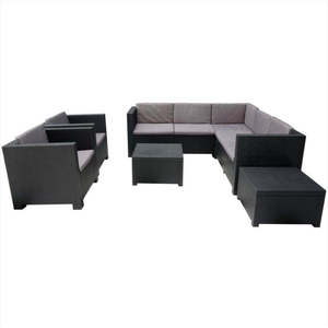 Set di Mobili da Giardino Contemporanei Eco-Friendly in Plastica Riciclata per 7 Persone, Divano, Poltrone e Tavolino da Caffè, Stile Spagnolo - Product Image 2