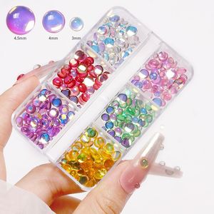 Nouvelles décorations pour ongles INS 3D Cartoon 6 Grid Aurora Candy Color Nail Art Charms Box, petits strass, décorations cerise rose, accessoires de manucure - Product Image 4