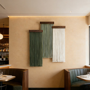 Arte de Pared de Macramé Tejido a Mano de Lujo con Base de Madera Sólida, <span class=keywords><strong>Decoración</strong></span> <span class=keywords><strong>Boho</strong></span> con Borlas para un Hogar Wabi Sabi - Product Image 6