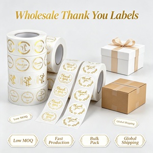 Etiquetas redondas de agradecimiento con lámina dorada, pegatinas de papel autoadhesivas de 3 pulgadas para embalaje empresarial - Product Image 4