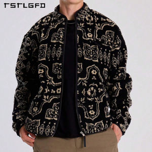 Hợp Thời Trang Thiết Kế Thương Hiệu Jacquard Mùa Đông Ấm Áp Cừu Len Áo Khoác Người Đàn Ông Của Áo Khoác Áo Khoác Lỏng Phù Hợp Jacquard Lamb Áo Khoác Cho Nam Giới - Product Image 1