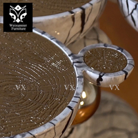 Table console de luxe en acier inoxydable et or blanc avec base créative à bulles Table console décorative pour entrée ou villa/hôtel