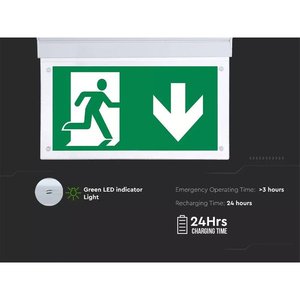 Kit d'urgence mural/plafond Samsung 2W LED avec indicateur de sortie, autonomie de 3 heures, mode SA/SE réglable à 90 degrés, 3 panneaux de signalisation - Product Image 4