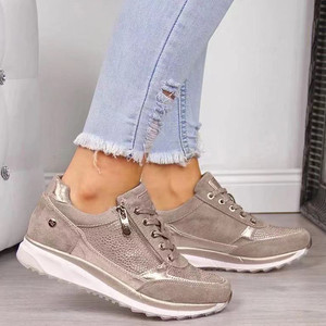 Women's Trainers Athletic Shoes Flat Heel <b>Toe</b> Sporty Basic Casual Daily Outdoor PU Breathable All Solid Colored Blue Green Beige - Product Image 4