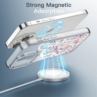Coque de téléphone magnétique transparente en TPU colorée avec petit imprimé floral pour iPhone 17 16 15 14 13 – Style simple et tendance