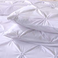 Parure de Housse de Couette Queen, 3 Pièces - Broderie Élastique Luxe Microfibre Housse de Couette en Plumes Tissu Confortable