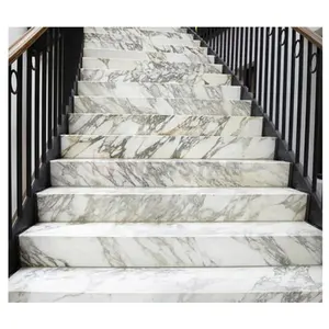 Newstar Luxury Stone Interior Marble Carved Stair prices good Italy Calacatta Gold Marble Steps Natural Marble Stair