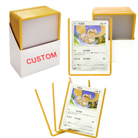 Nouveau design personnalisé 35 55 75 100 130pt – Protège-cartes Top Loader sans couture pour cartes Pokémon TCG, couleur jaune, bordure tendance, vente chaude