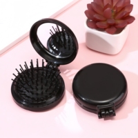 Peigne pliant avec miroir, 17 couleurs, portable, peigne à air comprimé, peigne de voyage, miroir cosmétique, masseur de cuir chevelu, outils de beauté - Grande Vente