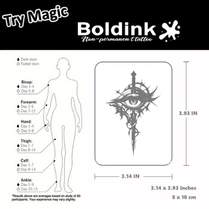Tatouage au stylo Boldink personnalisé, motif œil <span class=keywords><strong>mal</strong></span>éfique réaliste, art corporel, imperméable, longue durée (2 semaines), encre Jagua Juice - Product Image 5
