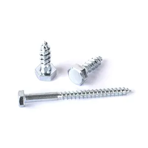 In Stock Carbon Steel Din571 Hexagon Wood Screw Construction Wood Screw