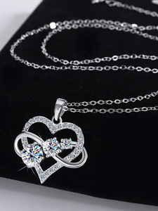 Collar de Plata de Ley 925 con Corazón de Moissanita, Elegante y Hermoso para Hombres y Mujeres, Estilo Casual, de Nicho, con Sentido de la Moda, Regalos para Parejas - Product Image 6
