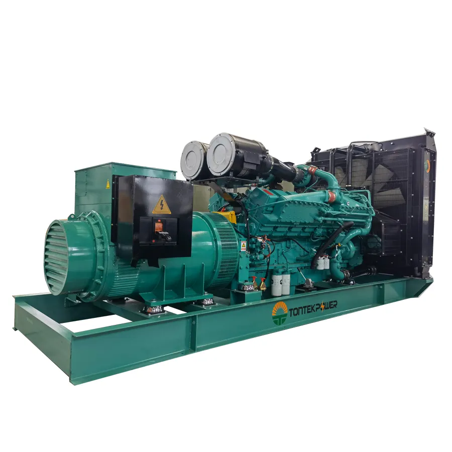 Generator Diesel Daya Berpendingin Air 12 Silinder, Pendingin Air Tiga Fase 1000KW 1250KVA