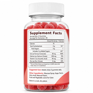Adult Iron & Calcium Gummies-Blood <b>Builder</b> Vitamin Supplement Vegan & Gluten-Free - Product Image 6