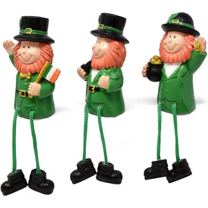 St. Patrick's Day Elf <b>Statue</b> 3-Piece Resin Decor With Hanging Legs Table Decoration - Product Image 4