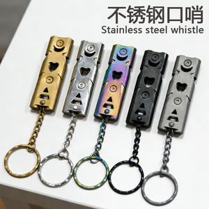 Silbato de Supervivencia de Doble Frecuencia de Acero Inoxidable, Llavero Multicolor, Herramienta de Señalización de Emergencia para Exteriores, Alerta Duradera de Alto Volumen - Product Image 2