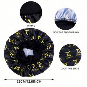 Gorro de Satén con Estampado de los 12 Signos del Zodiaco, Personalizable con Logotipo, Talla Extra Grande, para Dormir, Uso Diario en Exteriores, para Mujeres, Cuatro Estaciones - Product Image 4