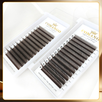 Extensions de cils CoMango Premium Cilios YY 3D 4D 5D en forme de W, couleur marron foncé, style brésilien, 0.07