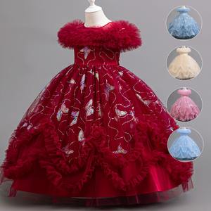 Commercio all'ingrosso ragazze farfalla stampa Tulle abito da principessa <span class=keywords><strong>con</strong></span> maniche svolazzanti abiti da festa gonfi per compleanno bambini - Product Image 1