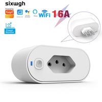 Prise électrique intelligente WiFi Tuya, connectivité Alexa, commande vocale, accès à distance via application, fonction de partage, norme brésilienne type N