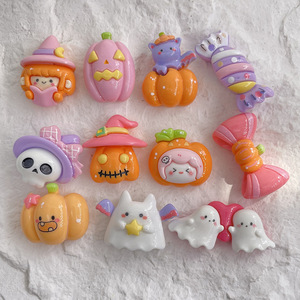 Halloween mignon dessin animé série résine Flatback mince breloques bijoux accessoires écologique bricolage coque <span class=keywords><strong>de</strong></span> téléphone à la main épingle à cheveux déco - Product Image 3