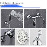 Ensemble de bain-douche en laiton au design de luxe Robinet de salle de bain à double poignée avec lumière et caractéristiques chaudes et froides Fixation de baignoire Offre Spéciale