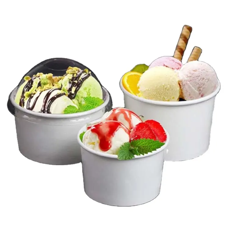 Paper Icecream Cup Disposable Dessert Bowls Food Double Wall Ice Cream Cup Parchment Paper Cups Coffee Tea Water Milk Beverage