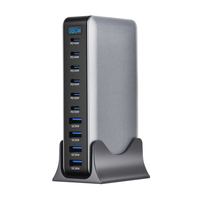 Bloc de chargeur USB C KABBOL 800W, station de charge GaN 10 ports, charge rapide type C et USB a, adaptateur de chargeur mural