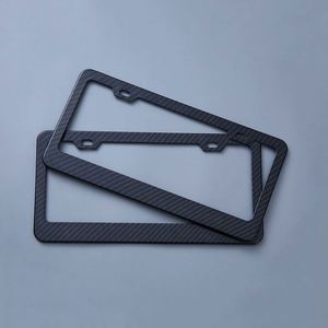 Premium Carbon Fiber Pattern Aluminum <b>License</b> Plate <b>Frame</b> Black Metal Car Tag Holder Anti-Theft for Promotion Gifts - Product Image 2