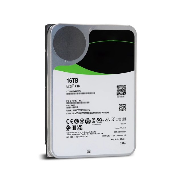 Exos X18 ST16000NM000J 16TB Enterprise HDD SATA 6Gb/s 7200RPM 256MB 3.5 Inch Internal Hard Drive for Server Storage