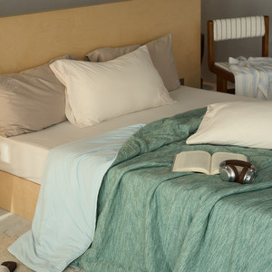 <span class=keywords><strong>Set</strong></span> Copripiumino in Cotone Lavorato a Maglia con Motivo a Righe e Patchwork, <span class=keywords><strong>Set</strong></span> Singolo, Tessuto Fresco e Sottile - Product Image 5