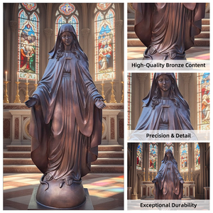 Escultura Decorativa de Metal para Jardín, Figura de Bronce de la Virgen María de Tamaño Real para Exteriores - Product Image 4