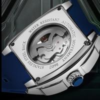 Montre mécanique automatique pour homme Megir 8602 8602G, cadran ajouré tonneau, montre de sport de marque haut de gamme, bracelet en caoutchouc étanche