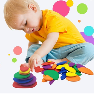 Jouets éducatifs pour enfants les plus vendus, puzzles, assemblage, galets arc-en-ciel, plastique, jouets éducatifs Montessori - Product Image 1