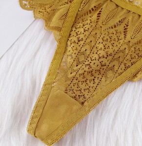 Ensemble de lingerie string taille basse en nylon uni pour femme, avec dentelle sexy, respirant, culotte bikini douce et élastique, <span class=keywords><strong>tanga</strong></span> G-string - Product Image 6