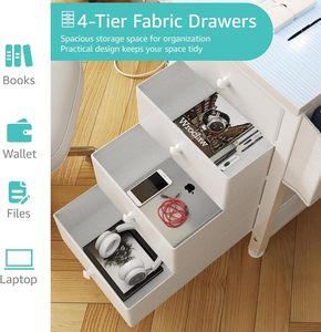 Oficina en casa dormitorio blanco <span class=keywords><strong>4</strong></span> cajones bolsa de almacenamiento cajón de tela soporte de Monitor Reversible Escritorio de Juegos de ordenador - Product Image 6