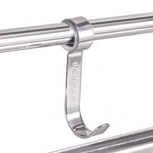 Mensole Moderne per Bagno in Acciaio Inox 304, <span class=keywords><strong>Portasciugamani</strong></span> Pieghevole a <span class=keywords><strong>Doppio</strong></span> Strato con 5 Ganci Mobili - Product Image 6