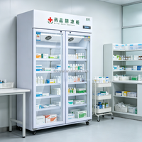 Armoire réfrigérée à double porte vitrée pour médicaments 680L 2-20 ℃   Réfrigérateur pharmaceutique GSP à température constante pour pharmacie