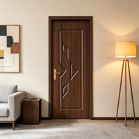 Porte intérieure en bois massif avec cadre en PVC, anti-rayures, imperméable, design moderne et minimaliste pour hôtel, chambre, salle de bain et cuisine