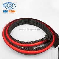 Universel 12V Voiture Multifonctionnel Aile Arrière Rouge En Fiber De Carbone LED Hayon Clignotant Frein Arrêt Queue Spoiler Bande Lumineuse