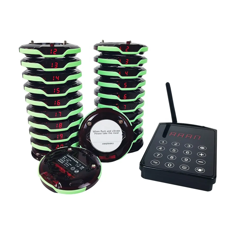 JT-932 Wireless Caller Order Restaurant Fast Food Waterproof Vibrate Beeper Guest Queue Coaster Paging System for Customers